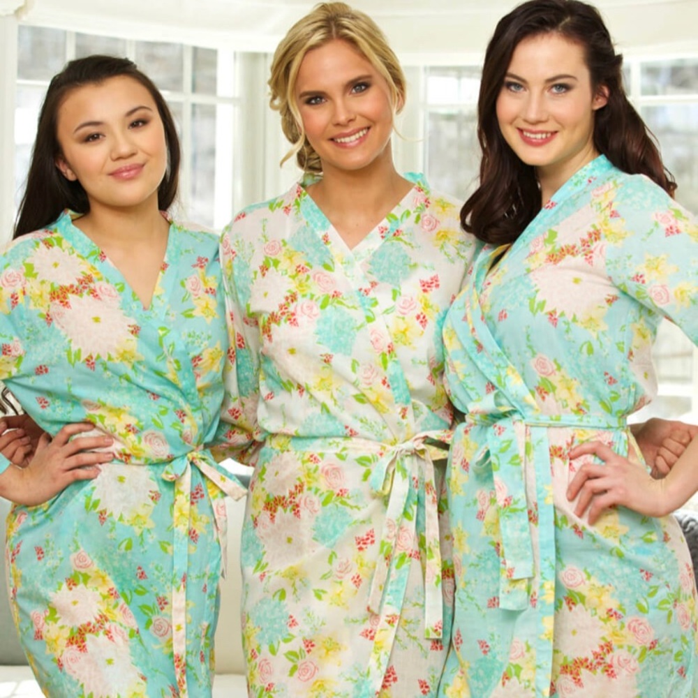 NWT The Paisley Box 100% cotton floral “Dahlia” print robe Size Small